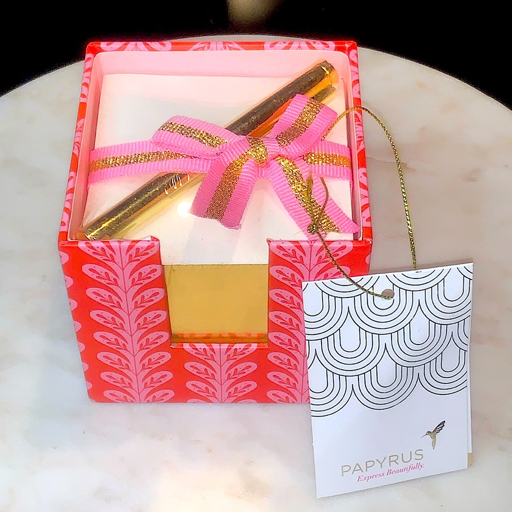 PAPYRUS PEN NOTE PINK LEAF GOLD NEW 600 NOTES ORGANIZER
